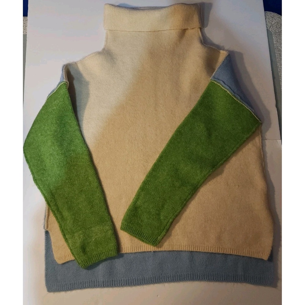 Lumiere Sweater Womens L Multicolor Cowl Neck Pullover Raw Edge NK10714